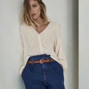 Zara Embroidered Collar Blouse/Top